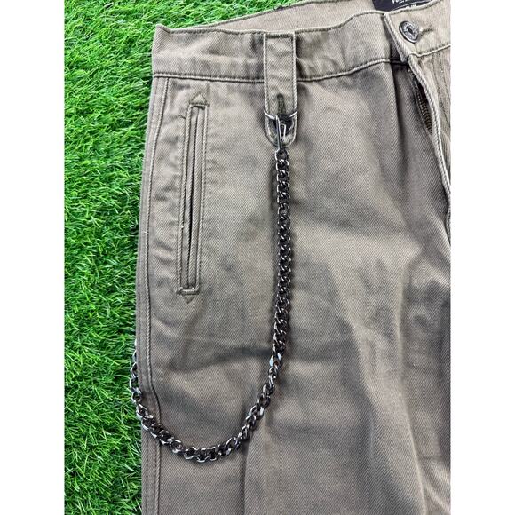 Forever 21 Mens 31 Slim Wallet Chain Cargo Pants Olive Twill Streetwear Casual - Picture 6 of 12